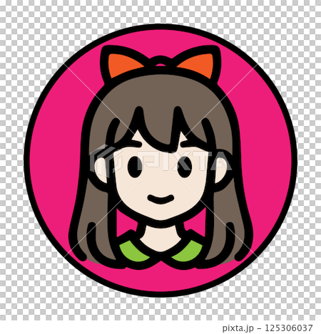 Cute icon of a girl with a ribbon 125306037