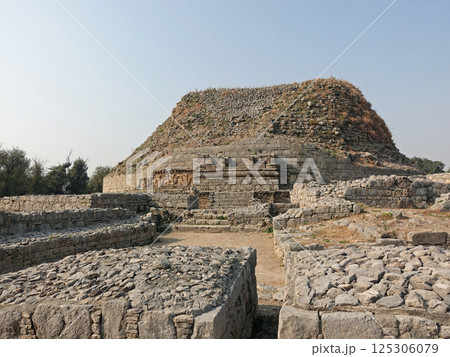 パキスタンのガンダーラ地方に残る紀元前に建立された後に大きく改築されたダルマラージカ仏塔 パキスタンのガンダーラ地方に残る紀元前に建立された後に大きく改築されたダルマラージカ仏塔 125306079