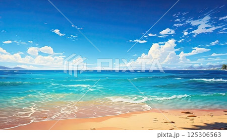 《AI画像》真っ青な空と海 125306563