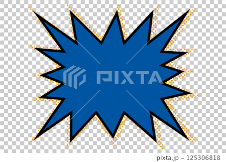 鋸齒狀炸彈方形語音氣泡框/點，藍色 125306818