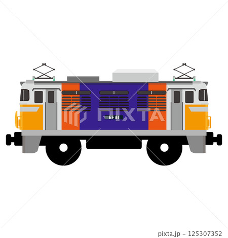 おもちゃ風のEF81形電気機関車03 カシオペア色のベクターイラスト 125307352