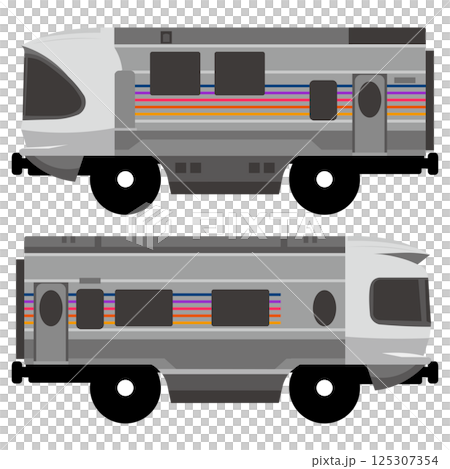 Vector illustration of a toy-style E26 series Cassiopeia passenger car 125307354