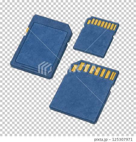 SD 卡和 microSD 卡（日常用品）的水彩插圖 125307971