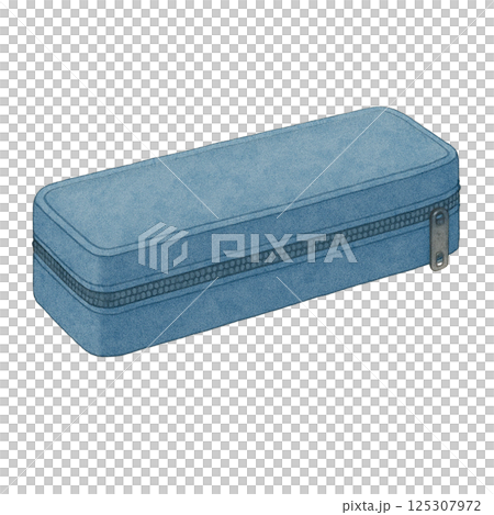水彩で描いたファスナー付き筆箱のイラスト（日用品・文房具） 125307972