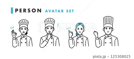 笑顔の男女の料理人のアバターセット 笑顔の男女の料理人のアバターセット 125308025