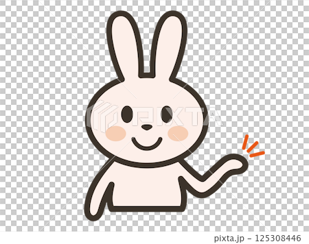 A cute rabbit upper body illustration giving an explanation, guidance, or introduction 125308446