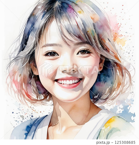 微笑む日本人の少女のイラスト 125308685