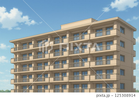 晴れた空のマンションのイラスト 晴れた空のマンションのイラスト 125308914