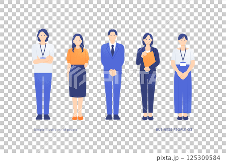 Stylish business people in casual style and suits. Illustration material of working men and women. 125309584