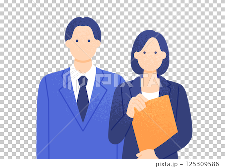 スーツを着た若い男女。ビジネスパーソンのベクターイラスト素材。 125309586