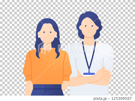 働く男女のビジネスパーソン。おしゃれでかわいいビジネスパーソンのイラスト素材。 125309587