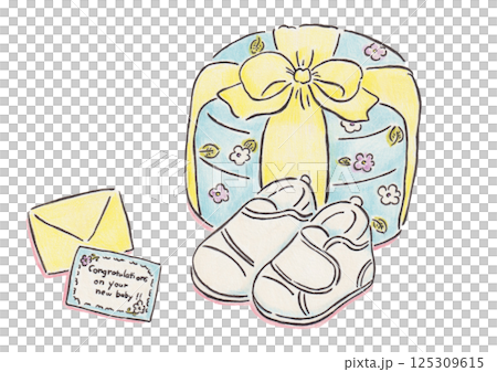 Illustration of a baby shoes present Illustration of a baby shoes present 125309615