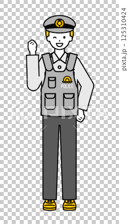 Full body pose_Simple police officer male 05 125310424