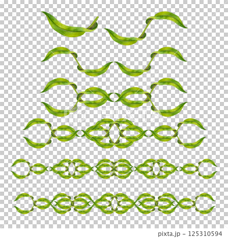 Watercolor floral set with green swirls leaves. Botanical template for wedding, eco, scrapbook 125310594