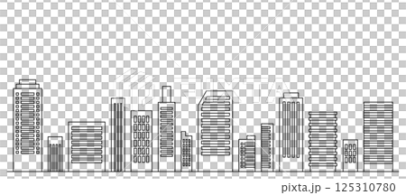 シンプルな線画ビル群のベクターイラスト 背景  125310780
