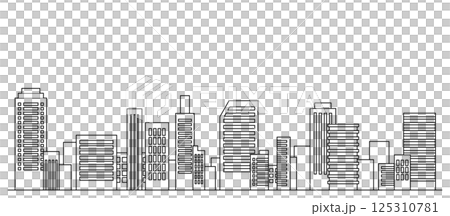 シンプルな線画ビル群のベクターイラスト 背景  125310781