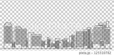 シンプルな線画ビル群のベクターイラスト 背景  125310782