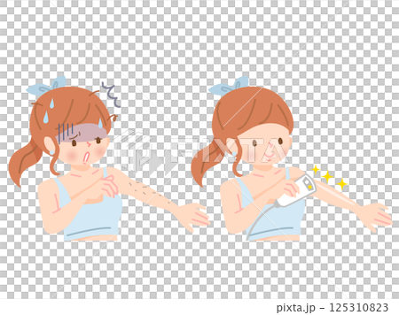 自分で腕の脱毛をする若い女性 125310823