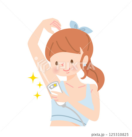 自分で脇毛を脱毛する若い女性 125310825