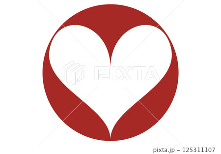 ハートの中心にくりぬかれた赤い丸 125311107