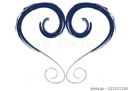 エレガントな紺色の筆ペン風ハート エレガントな紺色の筆ペン風ハート 125311130