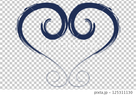 エレガントな紺色の筆ペン風ハート エレガントな紺色の筆ペン風ハート 125311130