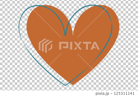 Heart shape with handwritten lines in a dull orange color Heart shape with handwritten lines in a dull orange color 125311141