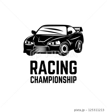 Racing car illustration. Design element for emblem, sign, brand mark 125311213