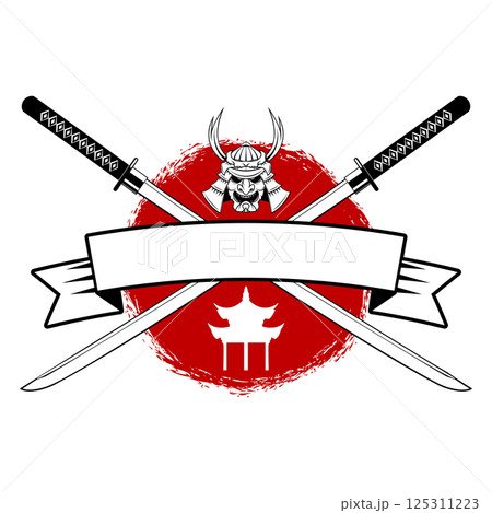 Katana sword fight school.  Vector illustration. 125311223