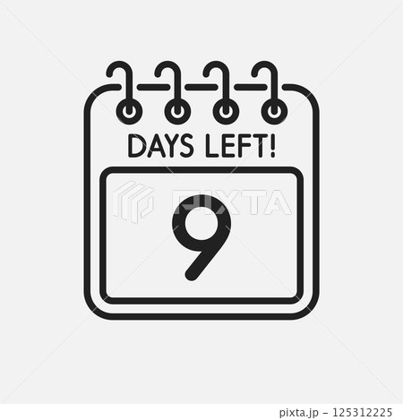 Countdown daily page calendar icon - 9 days leftのイラスト素材 [125312225] - PIXTA
