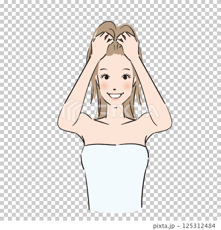 A woman giving a thorough scalp massage 125312484