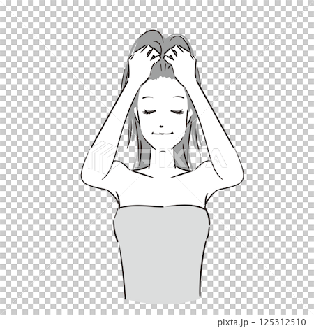 頭皮を念入りにマッサージする女性 125312510