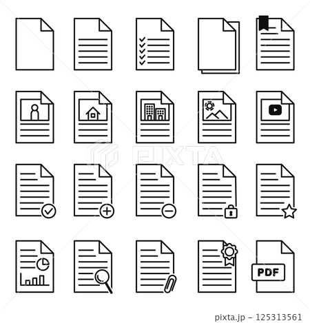 書類 ドキュメント インフォグラフィック セット データ ブラック 125313561