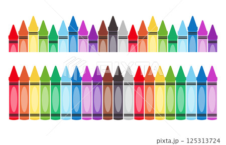 Vibrant color oil pastel crayon bottom border clipart 125313724