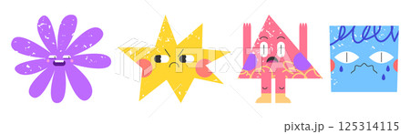 Geometric doodle face emoticons Geometric doodle face emoticons 125314115