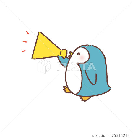 メガホンを持ってお知らせするペンギン メガホンを持ってお知らせするペンギン 125314219