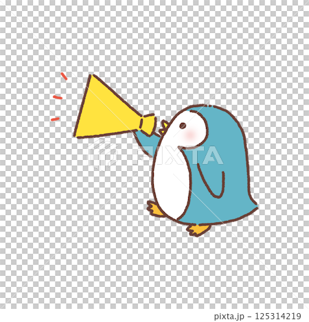 メガホンを持ってお知らせするペンギン メガホンを持ってお知らせするペンギン 125314219
