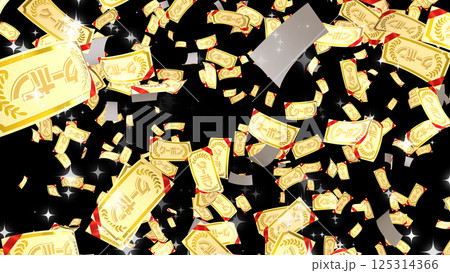 周囲に散らばるクーポン券 - 黒背景 125314366