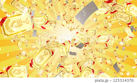 周囲に散らばるクーポン券 - イエロー背景 125314370