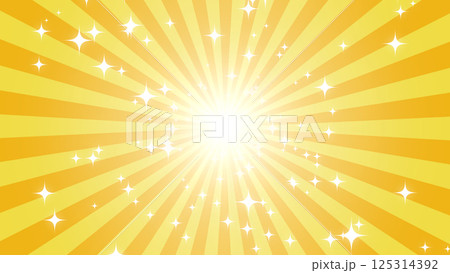 中央から広がるキラキラエフェクトと後光 - イエロー 125314392