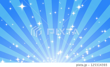 下から広がるキラキラエフェクトと後光 - ブルー 125314393