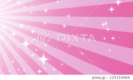 左上から広がるキラキラエフェクトと後光 - ピンク 左上から広がるキラキラエフェクトと後光 - ピンク 125314404