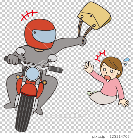 一名女子的包包被騎摩托車的小偷搶走 125314705