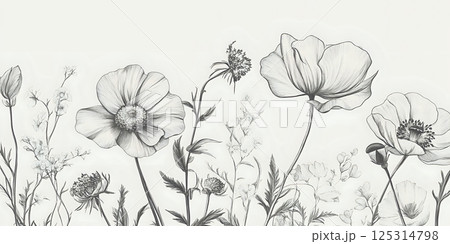 Intricate floral illustrations capture nature's elegance in clip art 125314798