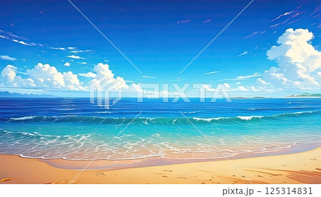 《AI画像》真っ青な空と海 125314831