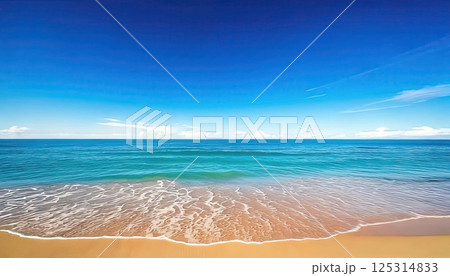 《AI画像》真っ青な空と海 125314833