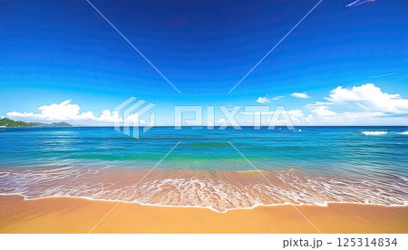 《AI画像》真っ青な空と海 125314834
