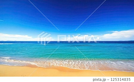 《AI画像》真っ青な空と海 125314835