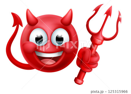 Devil Emoji Emoticon Man Face Cartoon Icon Mascot 125315966