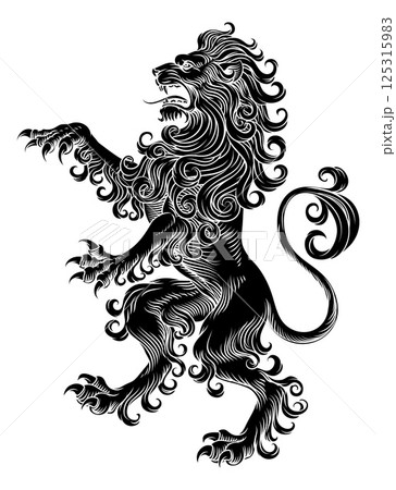 Heraldic Coat of Arms Crest Rearing Heraldry Lion Heraldic Coat of Arms Crest Rearing Heraldry Lion 125315983